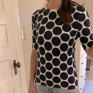 BODEN Knitted Top Short Sleeve Sweater Navy & White Size xSmall